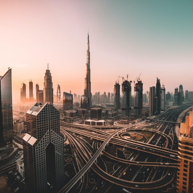 Dubai skyline business highway